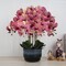 32" Artificial Phalaenopsis Flowers 4 Pcs with 2 Bundles Leaves Artificial Orchid Flowers Stem Plants Fake Butterfly Phalaenopsis Flowers for Home Wedding Party Décor (Purple Dapple)